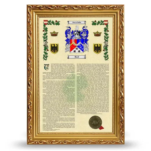 Baul Armorial History Framed - Gold
