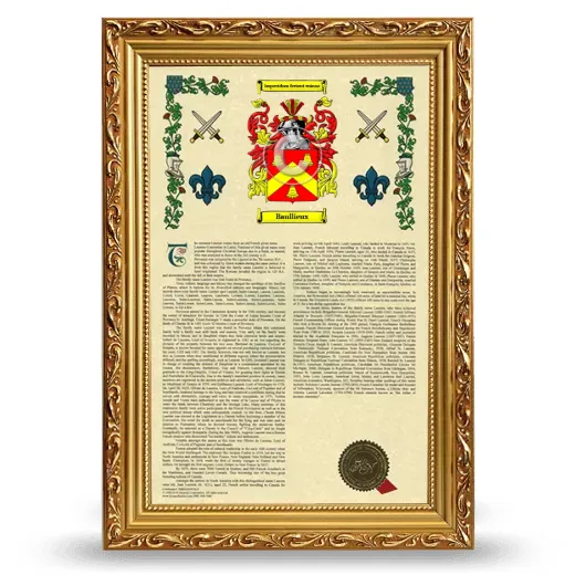 Baullieux Armorial History Framed - Gold