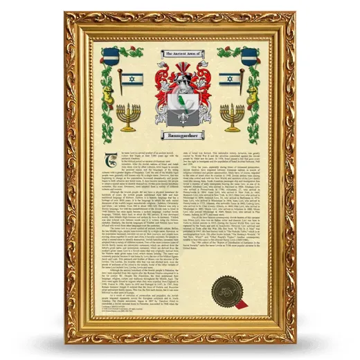 Baumgardner Armorial History Framed - Gold