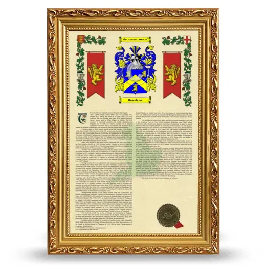 Bawdane Armorial History Framed - Gold