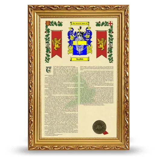 Bayfith Armorial History Framed - Gold