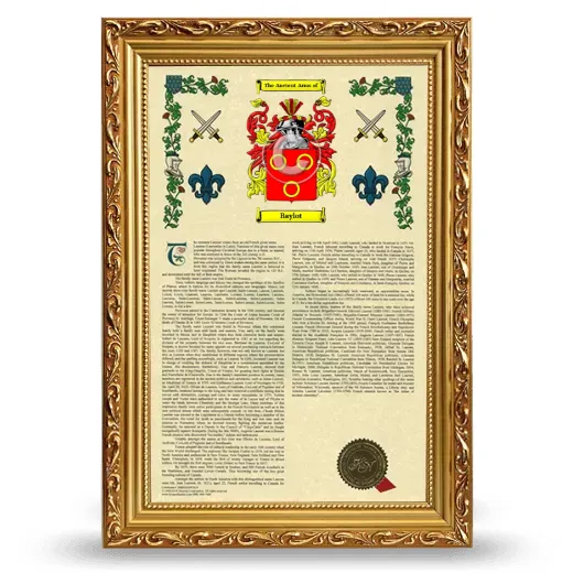 Baylot Armorial History Framed - Gold