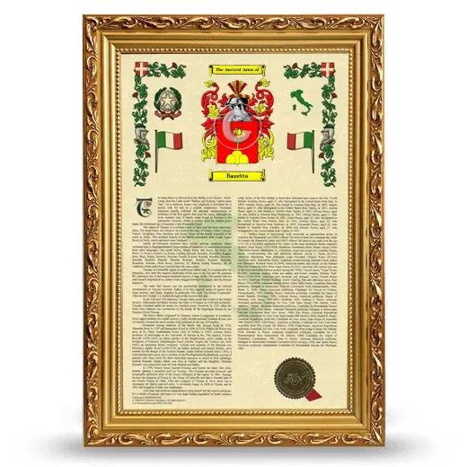 Bazetta Armorial History Framed - Gold