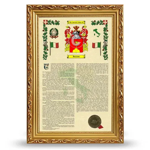 Bazzan Armorial History Framed - Gold
