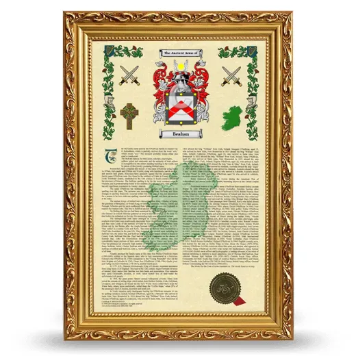 Beahan Armorial History Framed - Gold