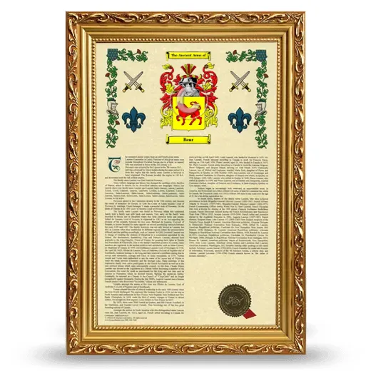 Bear Armorial History Framed - Gold