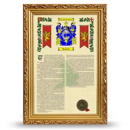Beauman Armorial History Framed - Gold