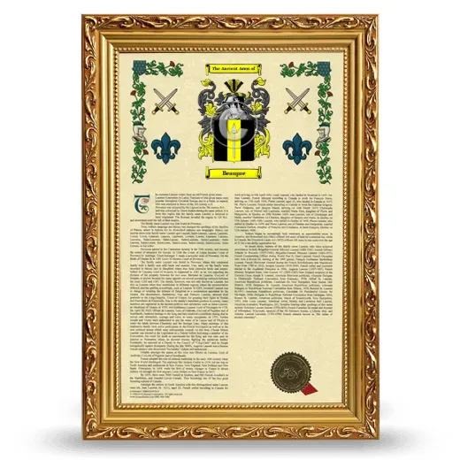 Beaupre Armorial History Framed - Gold