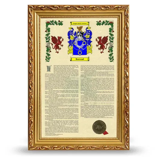 Beavand Armorial History Framed - Gold