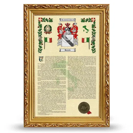 Becaris Armorial History Framed - Gold