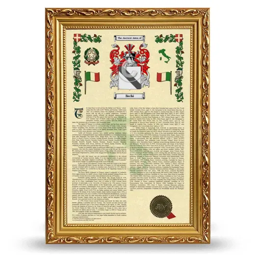 Bechi Armorial History Framed - Gold