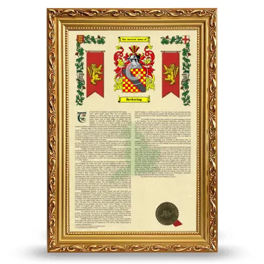 Beckering Armorial History Framed - Gold