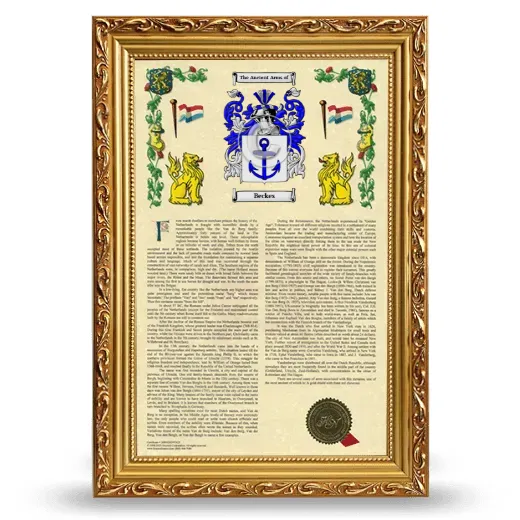 Beckes Armorial History Framed - Gold
