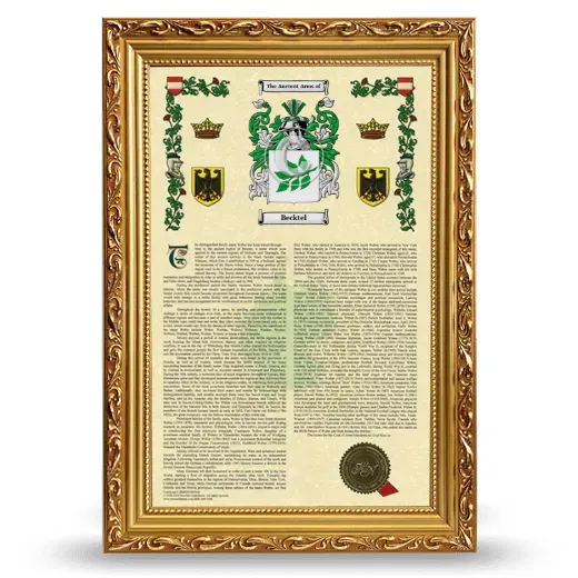 Becktel Armorial History Framed - Gold