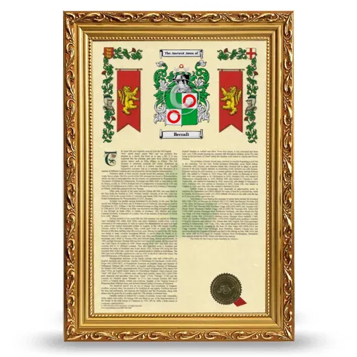 Becraft Armorial History Framed - Gold