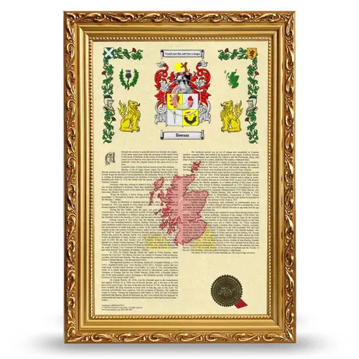 Beean Armorial History Framed - Gold