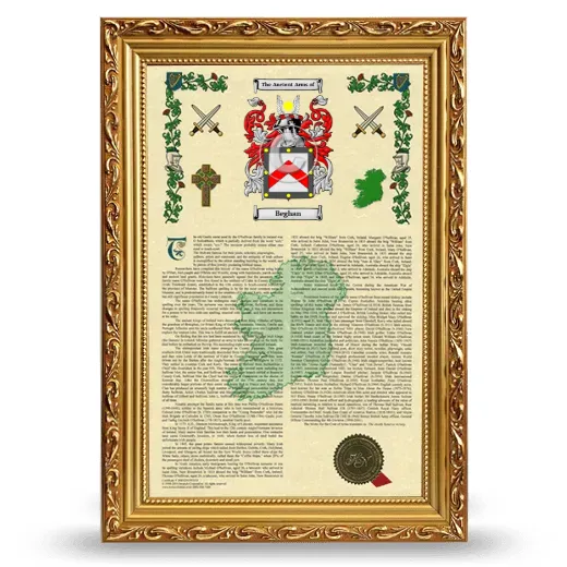 Beghan Armorial History Framed - Gold