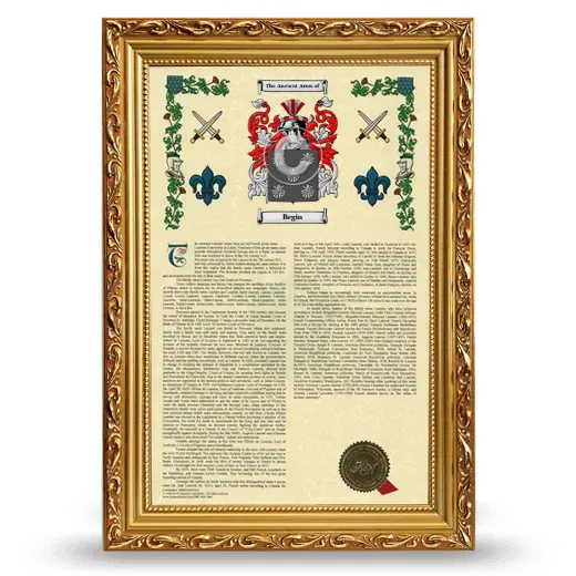 Begin Armorial History Framed - Gold