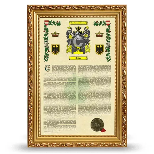 Behm Armorial History Framed - Gold