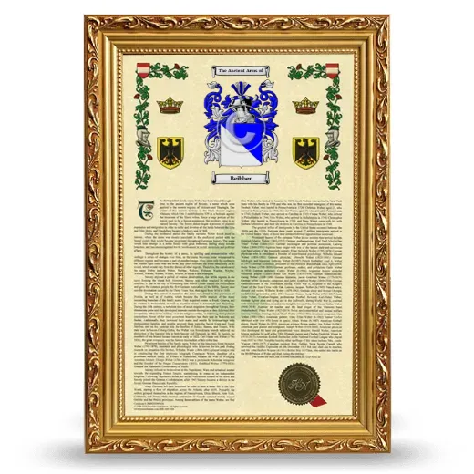 Beibber Armorial History Framed - Gold