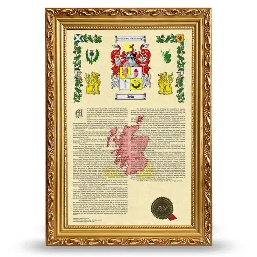 Bein Armorial History Framed - Gold