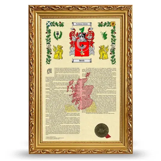 Beith Armorial History Framed - Gold