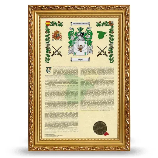 Bejar Armorial History Framed - Gold