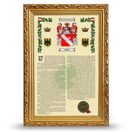 Bekier Armorial History Framed - Gold