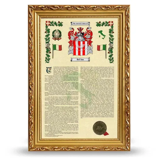 Bel-lan Armorial History Framed - Gold