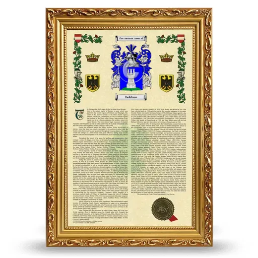 Beldron Armorial History Framed - Gold
