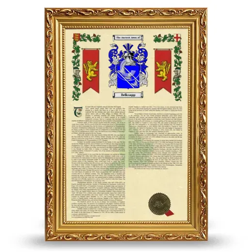 Belknapp Armorial History Framed - Gold