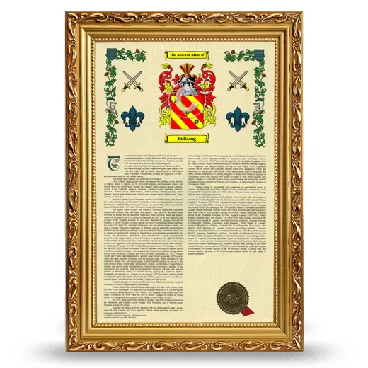 Bellaing Armorial History Framed - Gold