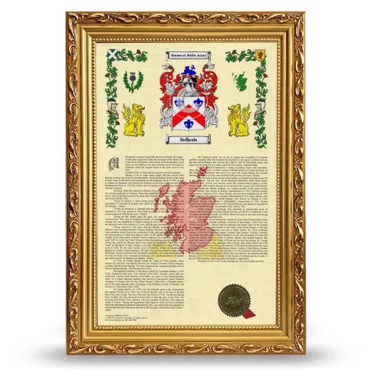 Bellasis Armorial History Framed - Gold