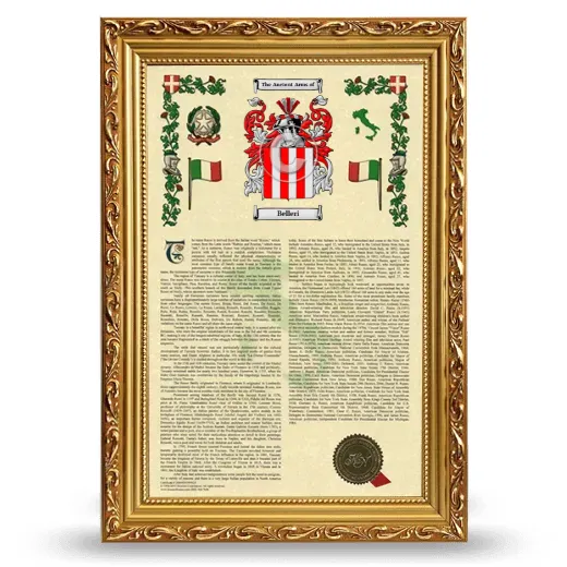 Belleri Armorial History Framed - Gold