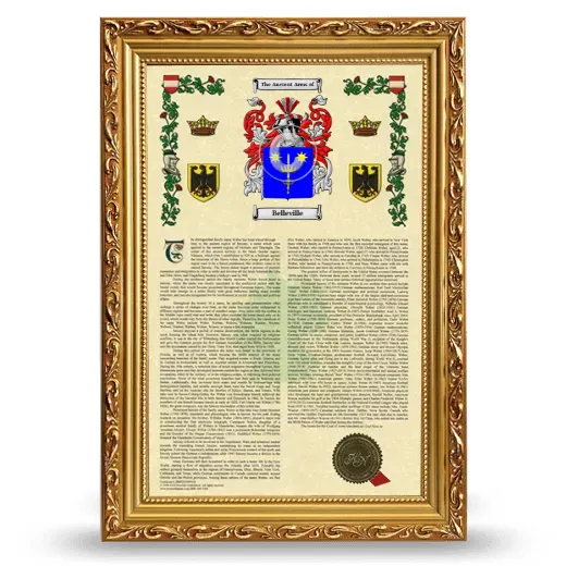 Belleville Armorial History Framed - Gold