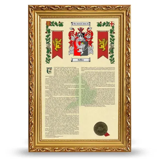 Bellier Armorial History Framed - Gold