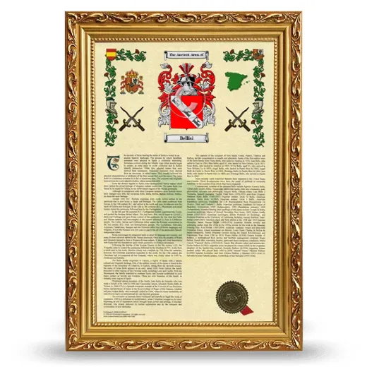 Bellisi Armorial History Framed - Gold