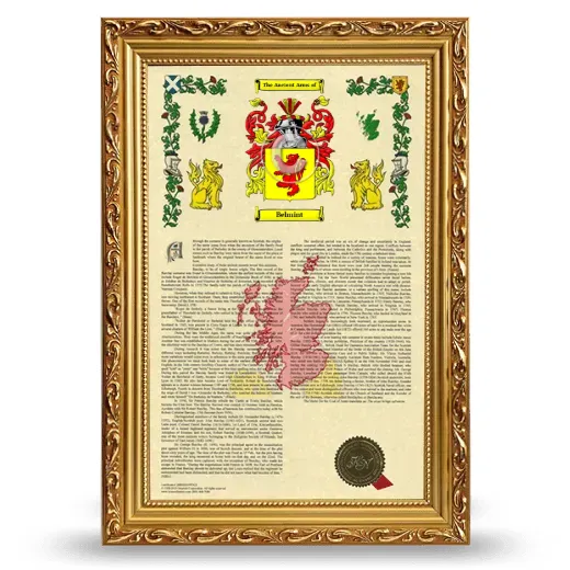 Belmint Armorial History Framed - Gold