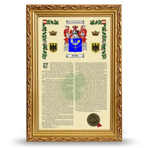 Belville Armorial History Framed - Gold