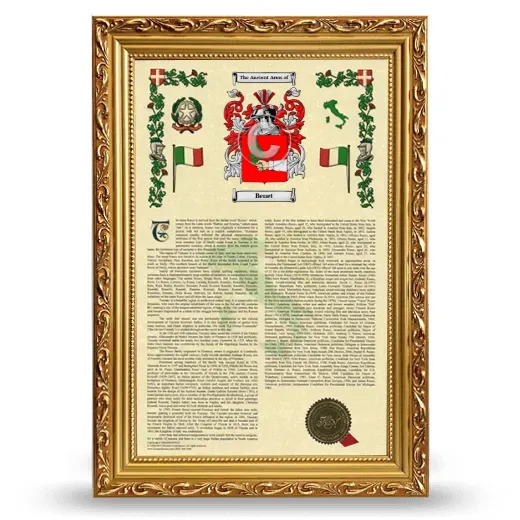 Benet Armorial History Framed - Gold