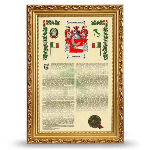 Benetton Armorial History Framed - Gold