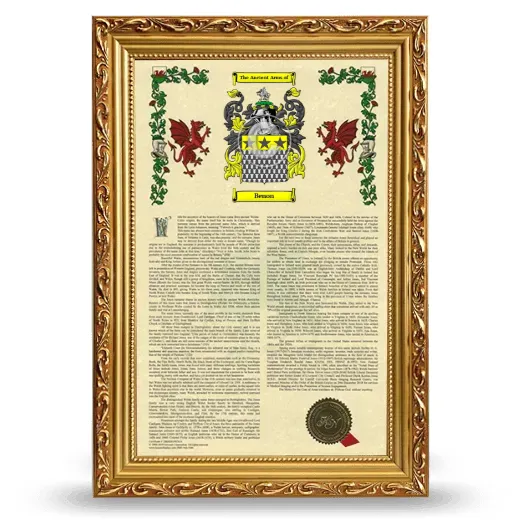Benon Armorial History Framed - Gold