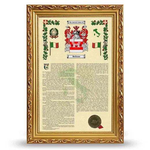 Berbano Armorial History Framed - Gold