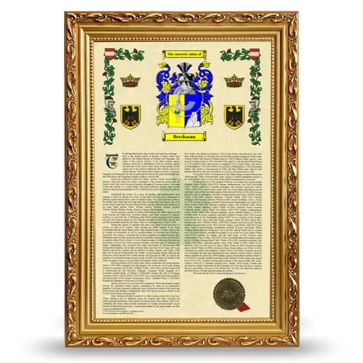 Berckman Armorial History Framed - Gold