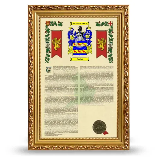 Berdet Armorial History Framed - Gold