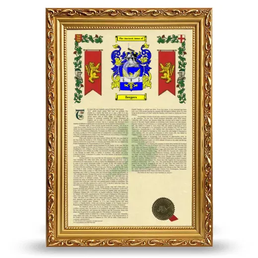 Bergers Armorial History Framed - Gold
