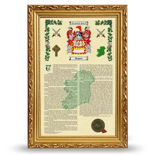 Bergeus Armorial History Framed - Gold