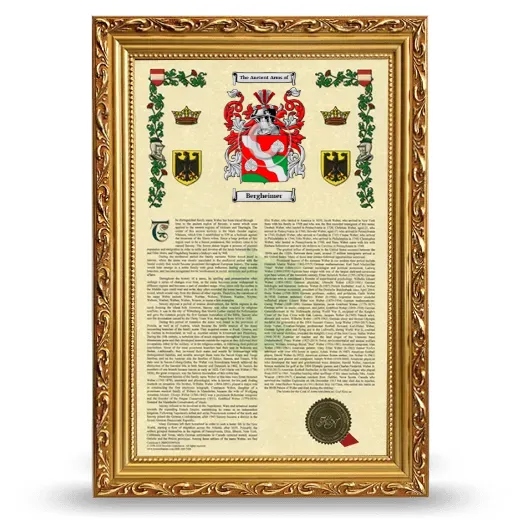 Bergheimer Armorial History Framed - Gold