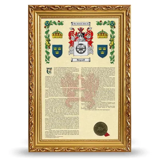 Bergvall Armorial History Framed - Gold