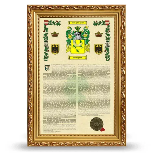 Berlepsch Armorial History Framed - Gold